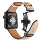 Frerndorf | Echtes Leder + Schmetterlingsschwarze Schnalle Uhrband für Apple Watch Series 9&8&7 41mm / SE 3&SE 2&6&SE&5&4 40mm / 3&2&1 38mm (Aprikose)