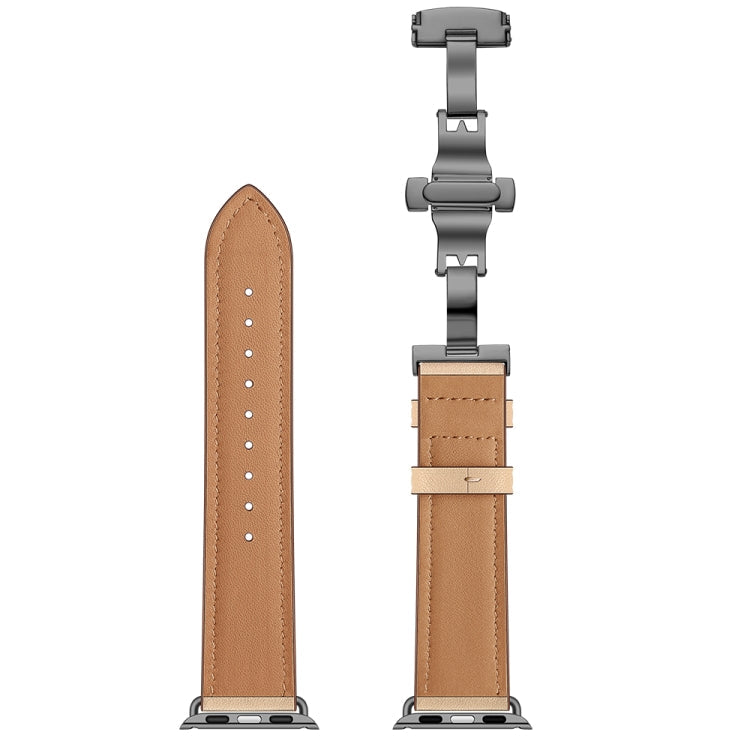 Frerndorf | Echtes Leder + Schmetterlingsschwarze Schnalle Uhrband für Apple Watch Series 9&8&7 41mm / SE 3&SE 2&6&SE&5&4 40mm / 3&2&1 38mm (Aprikose)
