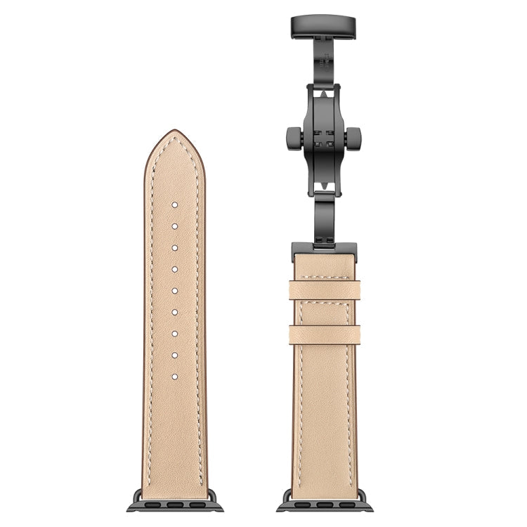Frerndorf | Echtes Leder + Schmetterlingsschwarze Schnalle Uhrband für Apple Watch Series 9&8&7 41mm / SE 3&SE 2&6&SE&5&4 40mm / 3&2&1 38mm (Aprikose)