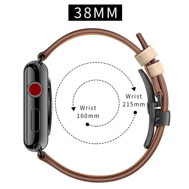 Frerndorf | Echtes Leder + Schmetterlingsschwarze Schnalle Uhrband für Apple Watch Series 9&8&7 41mm / SE 3&SE 2&6&SE&5&4 40mm / 3&2&1 38mm (Aprikose)
