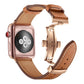 Frerndorf | Echtes Leder + Schmetterling Roségold Schnalle Uhrband für Apple Watch Series 9&8&7 41mm / SE 3&SE 2&6&SE&5&4 40mm / 3&2&1 38mm (Braun)
