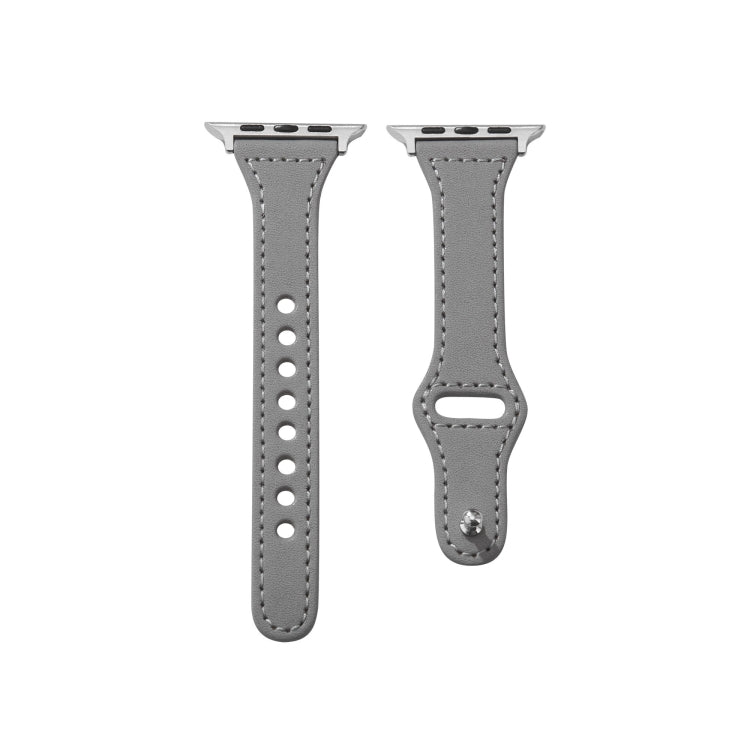 Frerndorf | Universales T-förmiges dünnes umgekehrtes Schnallen-Lederarmband für Apple Watch Series 9&8&7 41mm / SE 3&SE 2&6&SE&5&4 40mm / 3&2&1 38mm (Grau)