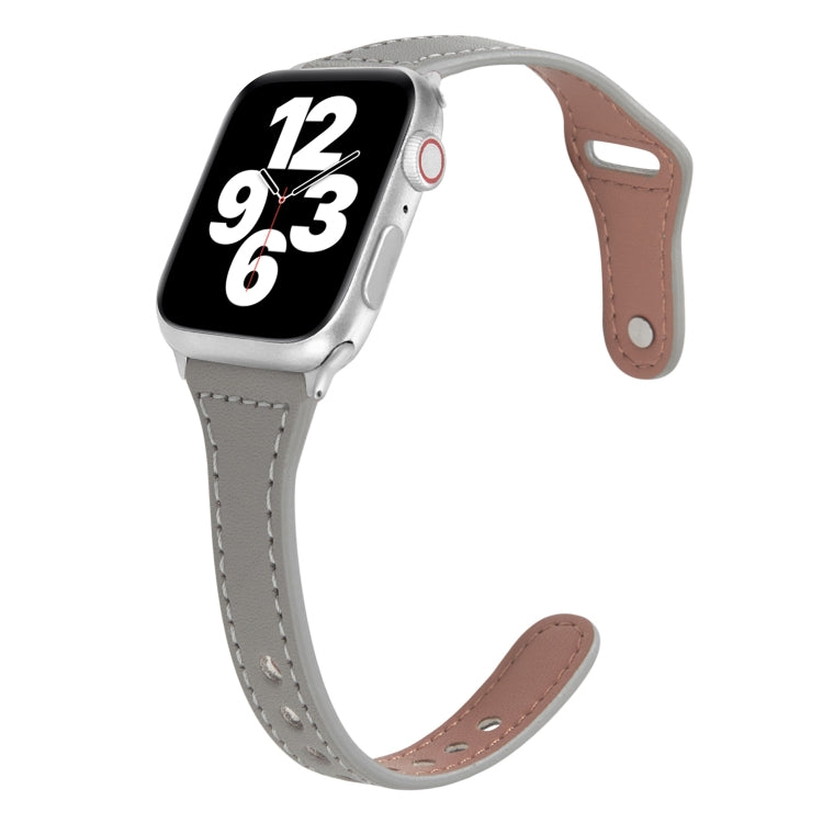 Frerndorf | Universales T-förmiges dünnes umgekehrtes Schnallen-Lederarmband für Apple Watch Series 9&8&7 41mm / SE 3&SE 2&6&SE&5&4 40mm / 3&2&1 38mm (Grau)