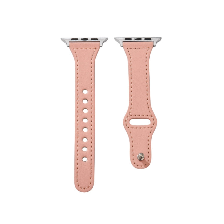 Frerndorf | Universelles T-förmiges dünnes umgekehrtes Schnallen-Leder-Uhrenarmband für Apple Watch Series 9&8&7 41mm / SE 3&SE 2&6&SE&5&4 40mm / 3&2&1 38mm (Rosa)