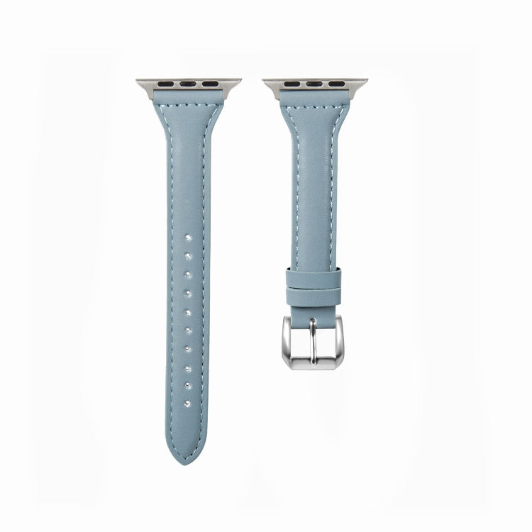 Frerndorf | Universelles T-förmiges dünnes Lederuhrband für Apple Watch Series 7 41mm / 6 & SE & 5 & 4 40mm / 3 & 2 & 1 38mm (Hellblau)