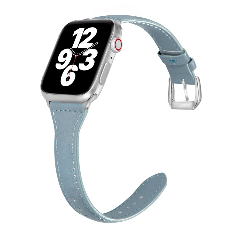 Frerndorf | Universelles T-förmiges dünnes Lederuhrband für Apple Watch Series 7 41mm / 6 & SE & 5 & 4 40mm / 3 & 2 & 1 38mm (Hellblau)