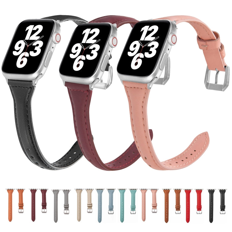 Frerndorf | Universelles T-förmiges dünnes Lederuhrband für Apple Watch Series 7 41mm / 6 & SE & 5 & 4 40mm / 3 & 2 & 1 38mm (Hellblau)