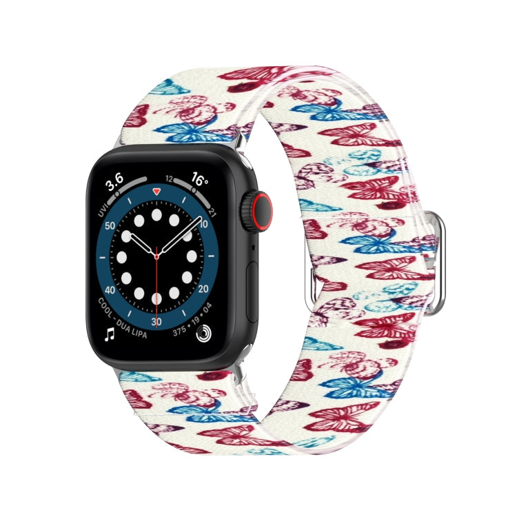 Frendorf | Verstellbares elastisches Druck-Uhrenarmband für Apple Watch Series 9&8&7 41mm / SE 3&SE 2&6&SE&5&4 40mm / 3&2&1 38mm (Schmetterling)