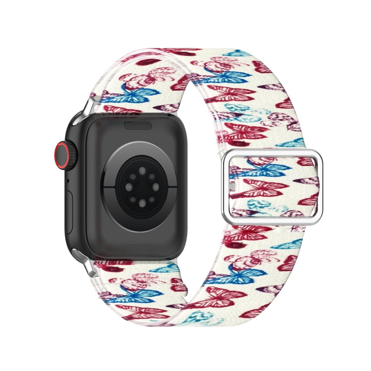 Frendorf | Verstellbares elastisches Druck-Uhrenarmband für Apple Watch Series 9&8&7 41mm / SE 3&SE 2&6&SE&5&4 40mm / 3&2&1 38mm (Schmetterling)