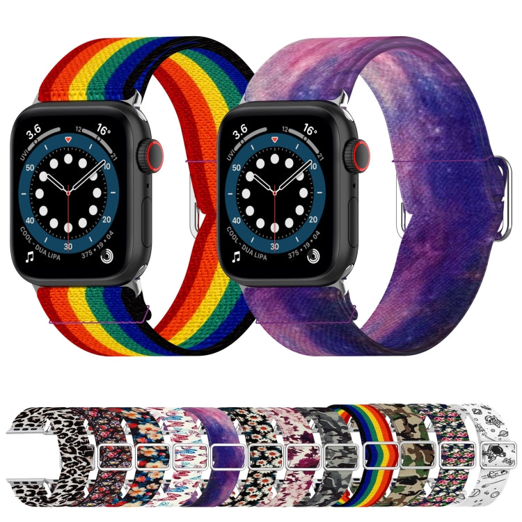 Frendorf | Verstellbares elastisches Druck-Uhrenarmband für Apple Watch Series 9&8&7 41mm / SE 3&SE 2&6&SE&5&4 40mm / 3&2&1 38mm (Schmetterling)