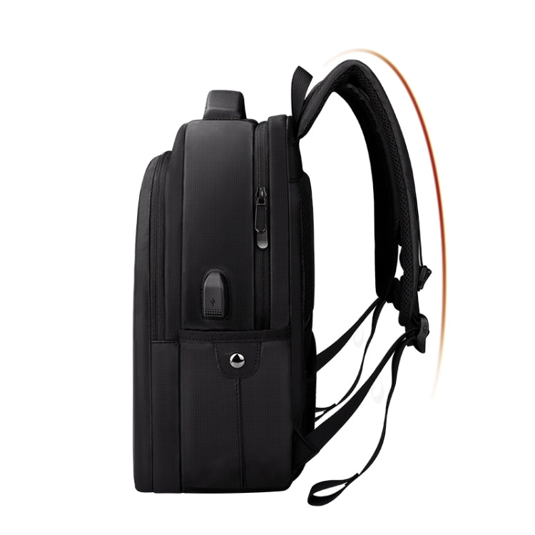 Frendorf | SJ01 Business Casual Computer Rucksack mit USB-Ladeanschluss, Größe: 13-15 Zoll Universell (Schwarz)