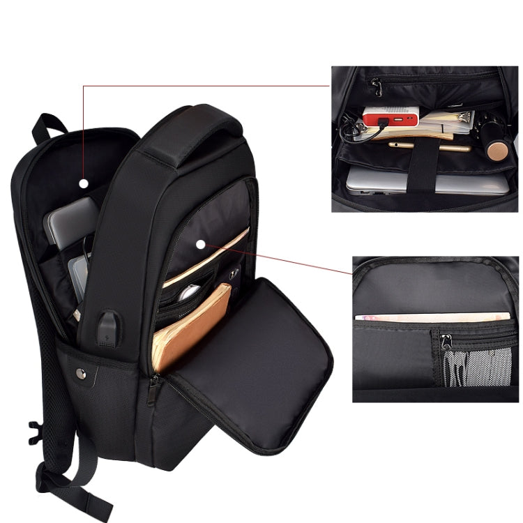 Frendorf | SJ01 Business Casual Computer Rucksack mit USB-Ladeanschluss, Größe: 13-15 Zoll Universell (Schwarz)