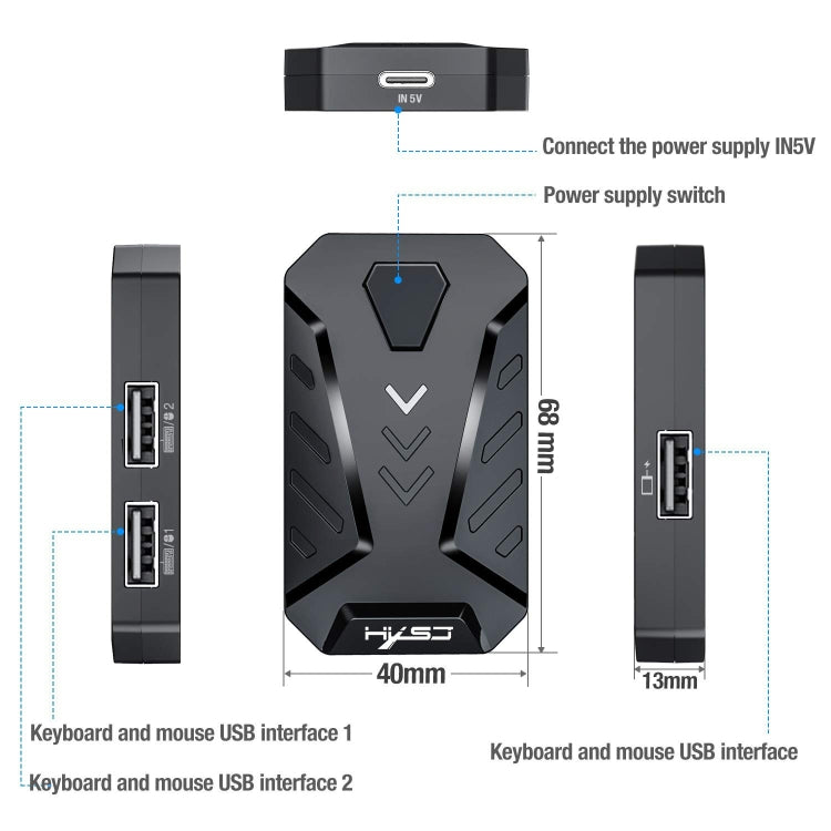 Frendorf | HXSJ P8 Mobile Phone Keyboard Mouse Converter für Android-System (Schwarz)