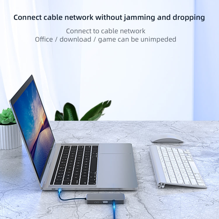 Frendorf | Basix BL10V 10 in 1 USB-C / Type-C zu RJ45 + VGA + HDMI + 3,5mm AUX + SD / TF Kartensteckplatz + PD USB-C / Type-C + USB 3.0 + 2 USB 2.0 Ports Docking Station HUB