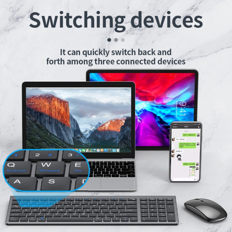 Frendorf | 109 Drei-Modus Wireless Bluetooth Tastatur Maus Set (Silber)