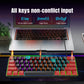 Frendorf | HXSJ V900 61 Tasten Coole Lichteffekte Mechanische Verkabelte Tastatur (Schwarz Rot)