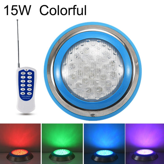 15W LED Edelstahl Wandmontierte Poolbeleuchtung Landschaft Unterwasserlicht (Buntes Licht + Fernbedienung)