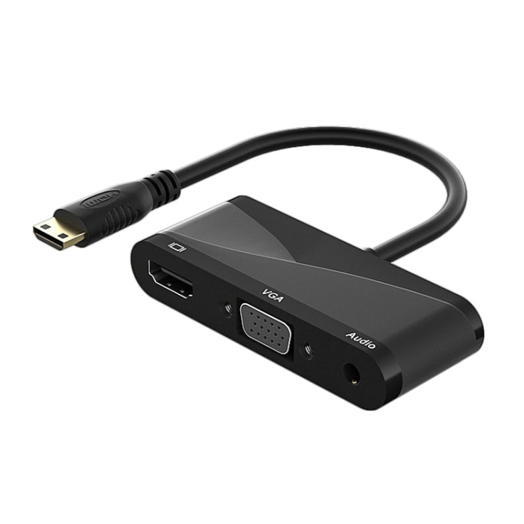 Frendorf | h114 3 in 1 Mini HDMI zu HDMI + VGA + 3.5 Audio Converter Kabel (Schwarz)