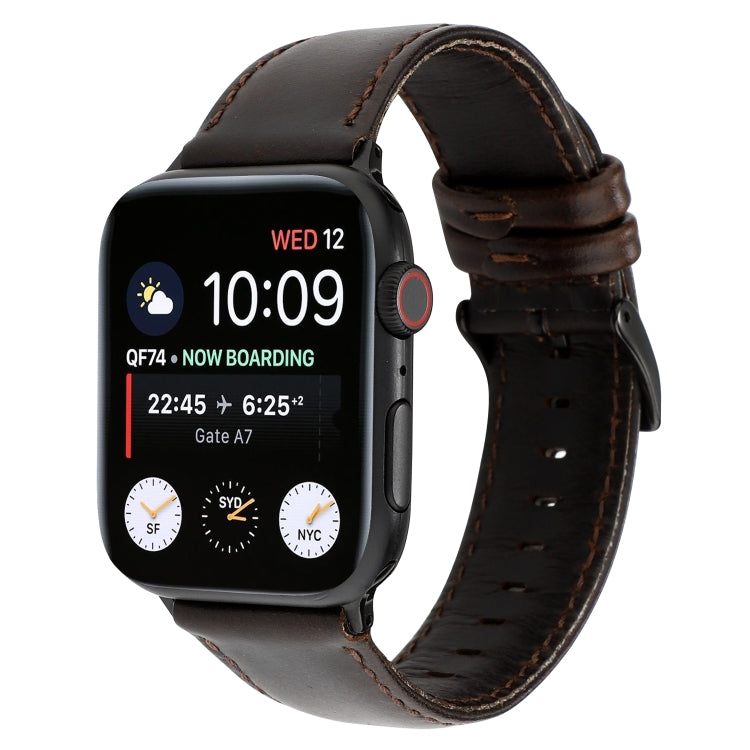 Frerndorf | Für Apple Watch Series 9&8&7 41mm / SE 3&SE 2&6&SE&5&4 40mm / 3&2&1 38mm Öl Wachs Crazy Horse Textur Echtes Leder Uhrenarmband (Kaffee)