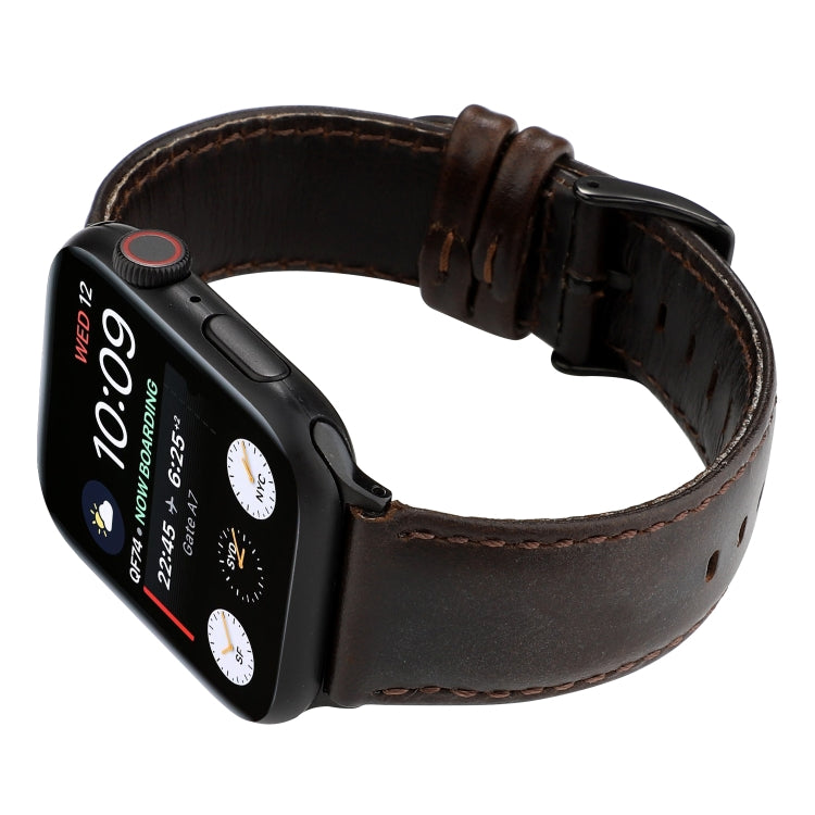 Frerndorf | Für Apple Watch Series 9&8&7 41mm / SE 3&SE 2&6&SE&5&4 40mm / 3&2&1 38mm Öl Wachs Crazy Horse Textur Echtes Leder Uhrenarmband (Kaffee)