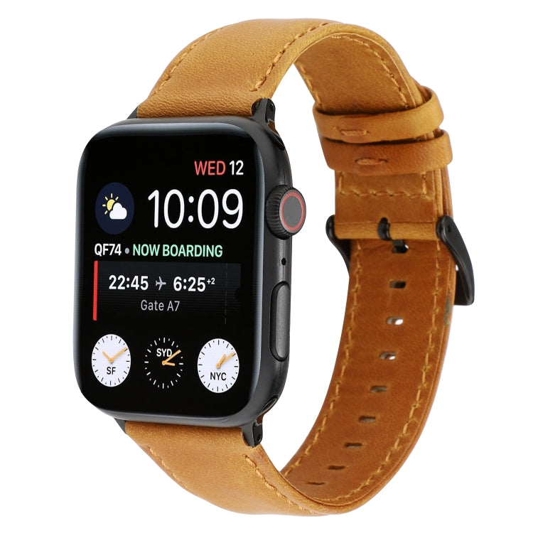 Frendorf | Für Apple Watch Series 7 41mm / 6 & SE & 5 & 4 40mm / 3 & 2 & 1 38mm Ölwachs Crazy Horse Textur Echtleder Armband (Hellbraun)