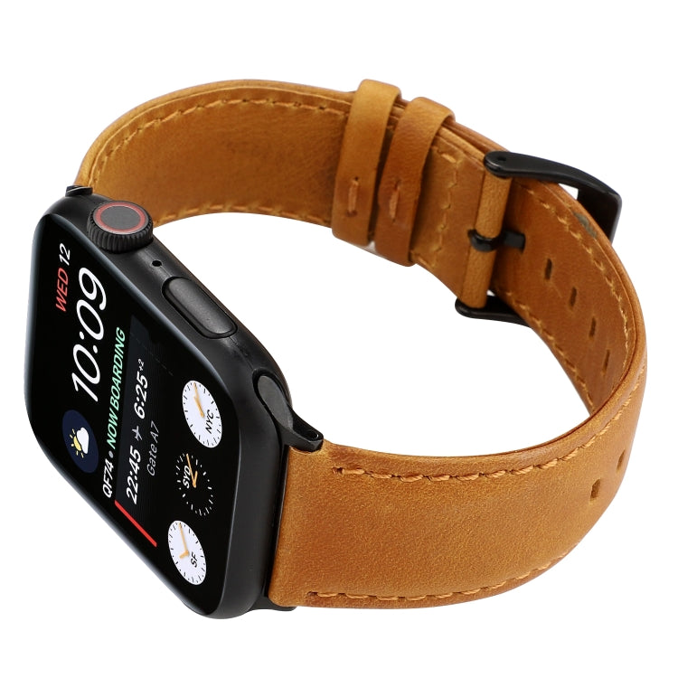 Frendorf | Für Apple Watch Series 7 41mm / 6 & SE & 5 & 4 40mm / 3 & 2 & 1 38mm Ölwachs Crazy Horse Textur Echtleder Armband (Hellbraun)
