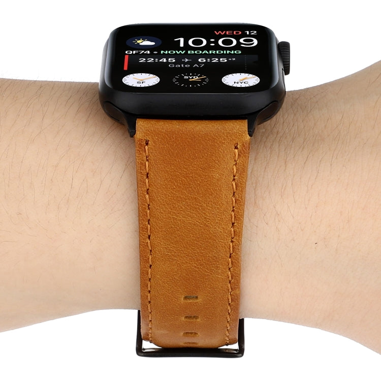Frendorf | Für Apple Watch Series 7 41mm / 6 & SE & 5 & 4 40mm / 3 & 2 & 1 38mm Ölwachs Crazy Horse Textur Echtleder Armband (Hellbraun)