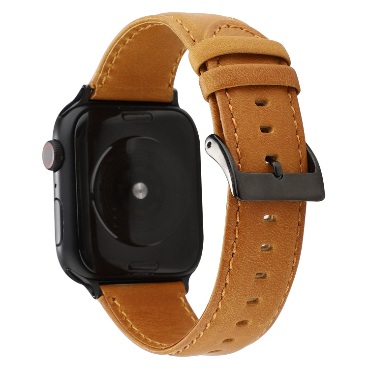 Frendorf | Für Apple Watch Series 7 41mm / 6 & SE & 5 & 4 40mm / 3 & 2 & 1 38mm Ölwachs Crazy Horse Textur Echtleder Armband (Hellbraun)