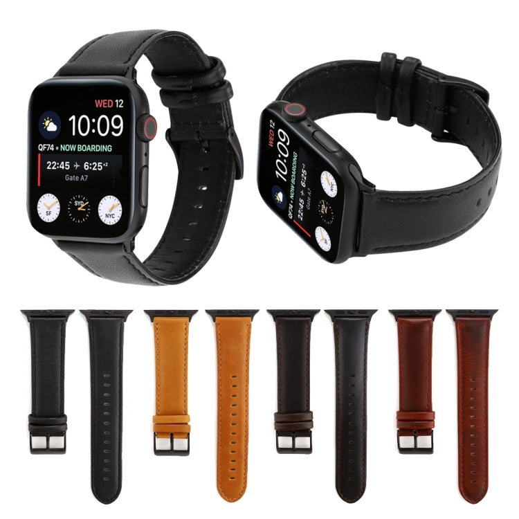 Frerndorf | Für Apple Watch Series 9&8&7 41mm / SE 3&SE 2&6&SE&5&4 40mm / 3&2&1 38mm Öl Wachs Crazy Horse Textur Echtes Leder Uhrenarmband (Schwarz)