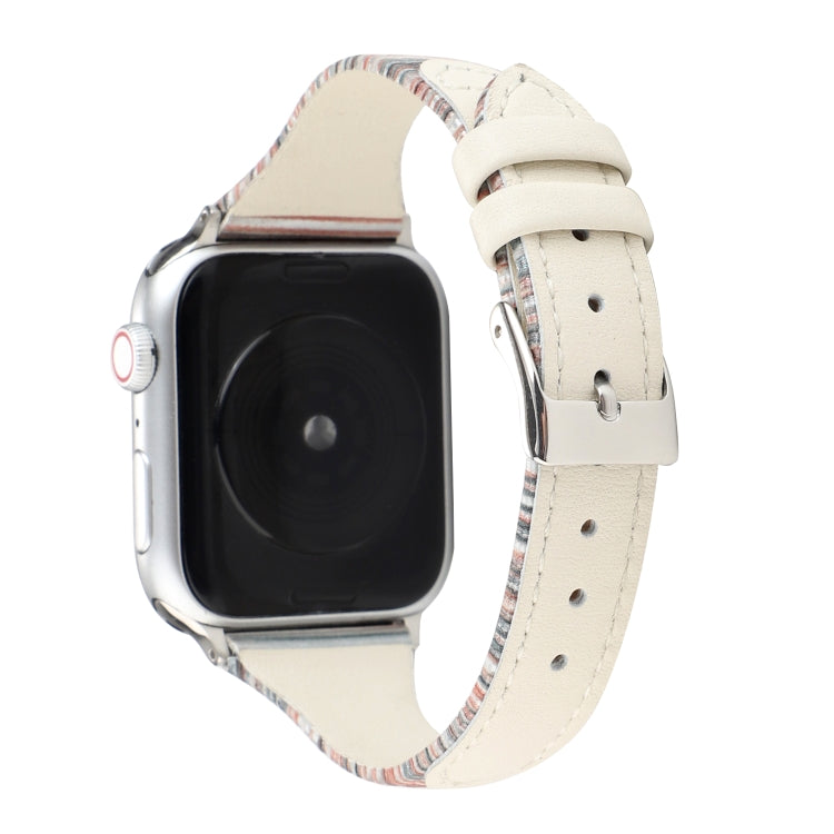 Frerndorf | Für Apple Watch Series 9&8&7 41mm / SE 3&SE 2&6&SE&5&4 40mm / 3&2&1 38mm Nähstreifen Echtes Leder Uhrenarmband Uhrenarmband (Weiß)