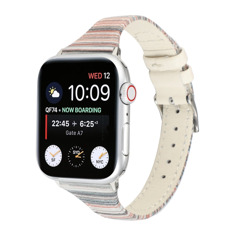 Frerndorf | Für Apple Watch Series 9&8&7 41mm / SE 3&SE 2&6&SE&5&4 40mm / 3&2&1 38mm Nähstreifen Echtes Leder Uhrenarmband Uhrenarmband (Weiß)