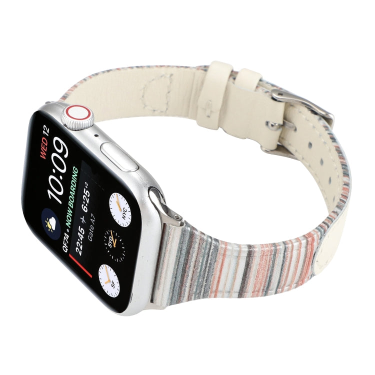 Frerndorf | Für Apple Watch Series 9&8&7 41mm / SE 3&SE 2&6&SE&5&4 40mm / 3&2&1 38mm Nähstreifen Echtes Leder Uhrenarmband Uhrenarmband (Weiß)