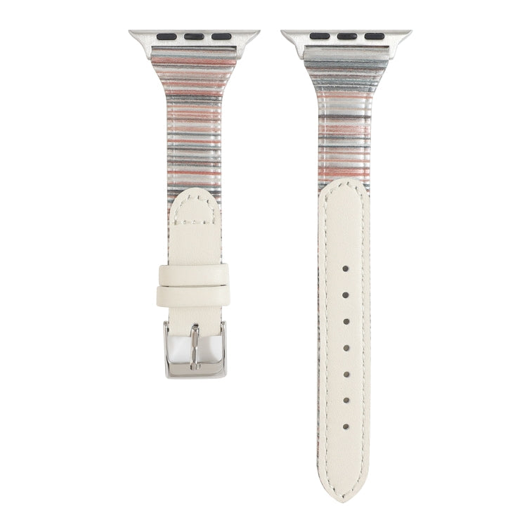 Frerndorf | Für Apple Watch Series 9&8&7 41mm / SE 3&SE 2&6&SE&5&4 40mm / 3&2&1 38mm Nähstreifen Echtes Leder Uhrenarmband Uhrenarmband (Weiß)