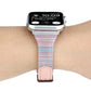 Frerndorf | Für Apple Watch Series 9&8&7 41mm / SE 3&SE 2&6&SE&5&4 40mm / 3&2&1 38mm Stickstreifen Echtes Leder Uhrenarmband Uhrenarmband (Pink)
