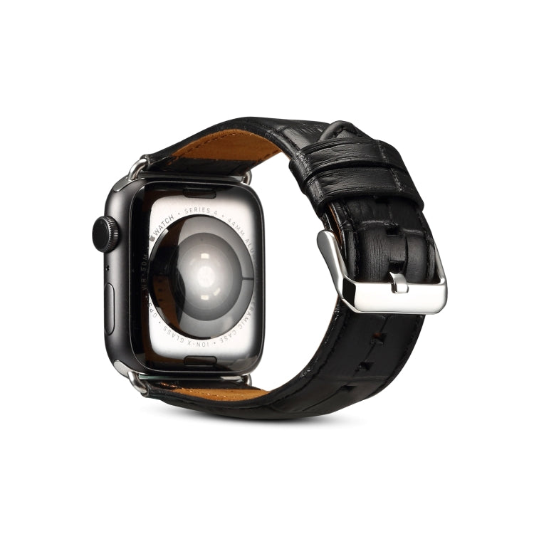Frerndorf | Für Apple Watch Series 9&8&7 41mm / SE 3&SE 2&6&SE&5&4 40mm / 3&2&1 38mm Rindsleder Krokodilstruktur Armband Uhr Band (Schwarz)
