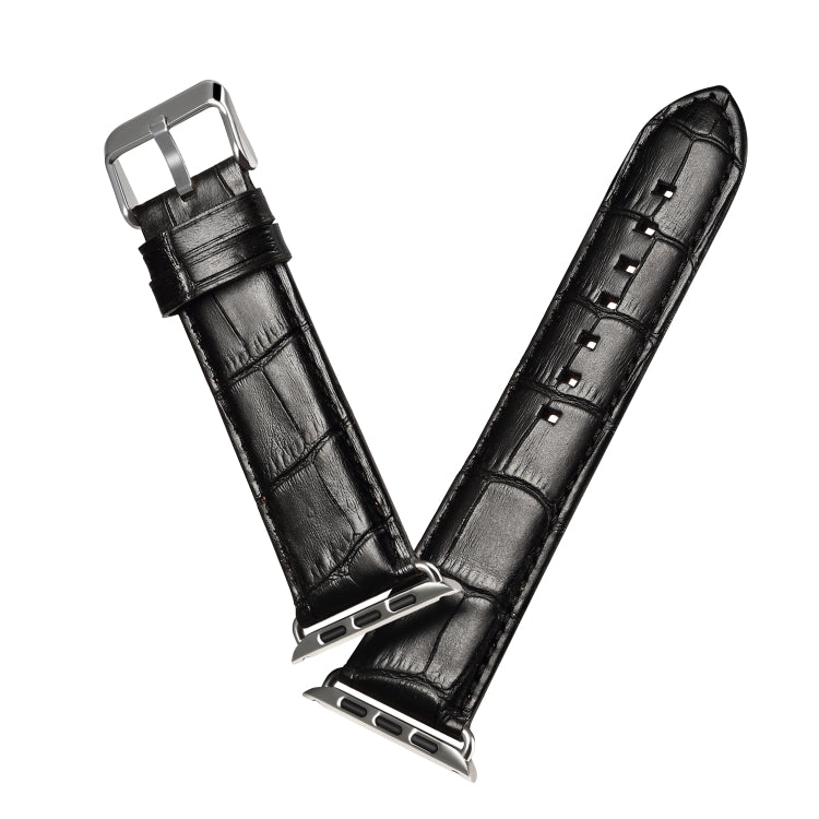 Frerndorf | Für Apple Watch Series 9&8&7 41mm / SE 3&SE 2&6&SE&5&4 40mm / 3&2&1 38mm Rindsleder Krokodilstruktur Armband Uhr Band (Schwarz)