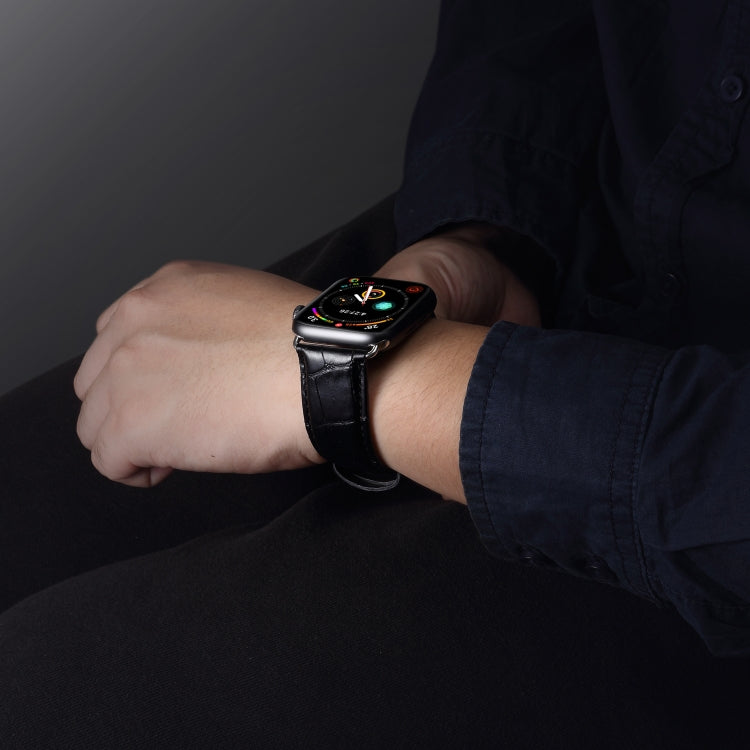 Frerndorf | Für Apple Watch Series 9&8&7 41mm / SE 3&SE 2&6&SE&5&4 40mm / 3&2&1 38mm Rindsleder Krokodilstruktur Armband Uhr Band (Schwarz)
