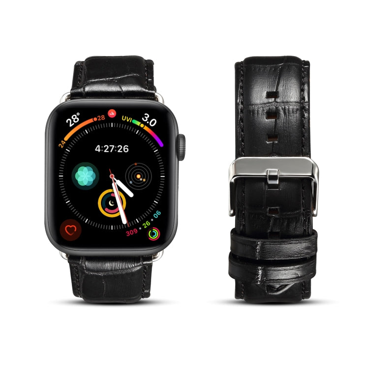 Frerndorf | Für Apple Watch Series 9&8&7 41mm / SE 3&SE 2&6&SE&5&4 40mm / 3&2&1 38mm Rindsleder Krokodilstruktur Armband Uhr Band (Schwarz)