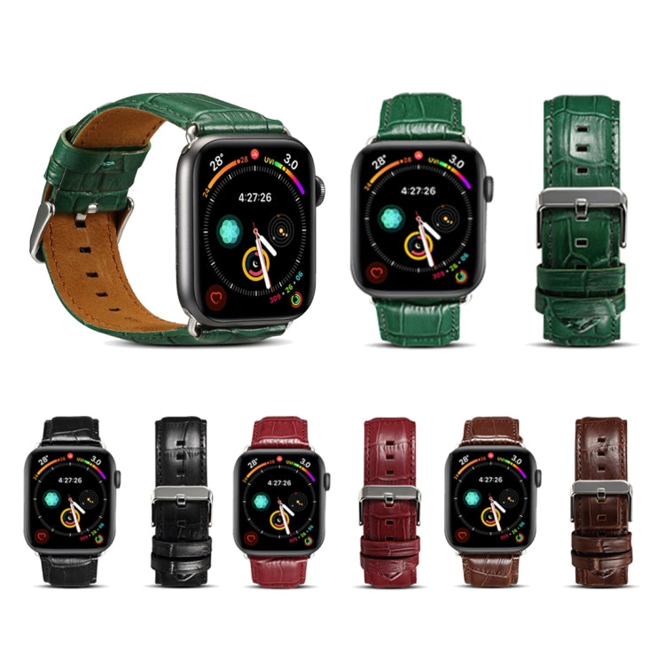Frerndorf | Für Apple Watch Series 9&8&7 41mm / SE 3&SE 2&6&SE&5&4 40mm / 3&2&1 38mm Rindsleder Krokodilstruktur Armband Uhr Band (Schwarz)