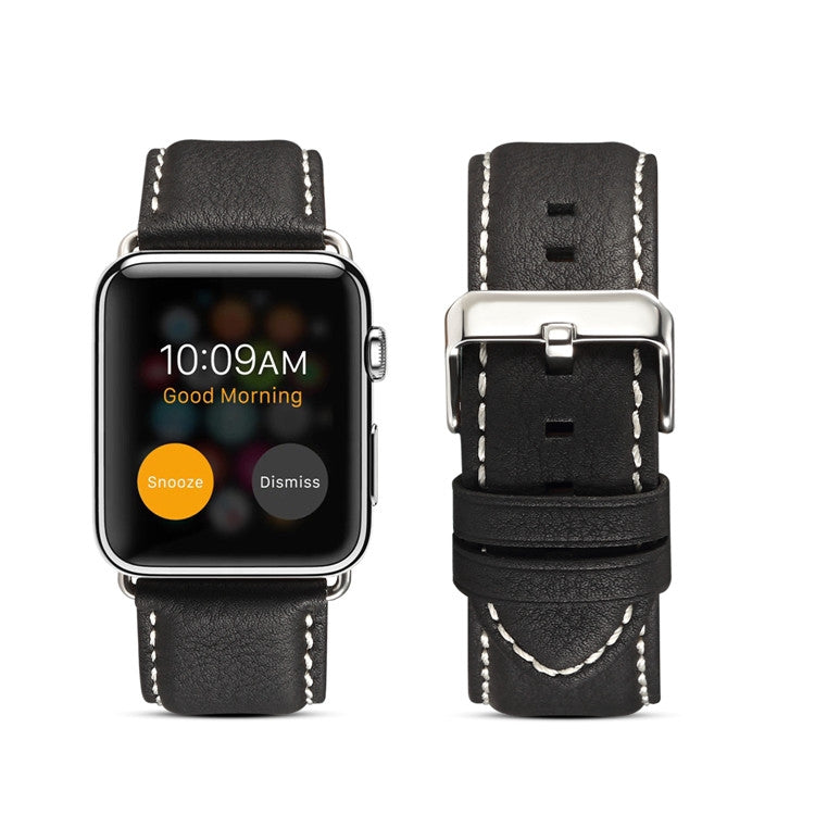 Frerndorf | Für Apple Watch Series 9&8&7 41mm / SE 3&SE 2&6&SE&5&4 40mm / 3&2&1 38mm Umweltschutz Echtes Leder Uhrenarmband Uhrenarmband (Schwarz)