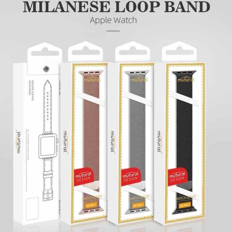 Frendorf | Für Apple Watch Series 7 41mm / 6 & SE & 5 & 4 40mm / 3 & 2 & 1 38mm Mutural Milanese Edelstahl-Uhrenarmband (Schwarz)