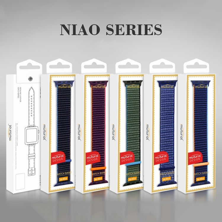 Frendorf | Für Apple Watch Series 7 41mm / 6 & SE & 5 & 4 40mm / 3 & 2 & 1 38mm Mutural Nylon-Uhrenarmband (Schwarz)