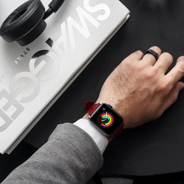 Frerndorf | Echtes Leder Armband für Apple Watch Ultra 49mm&Watch Ultra 2 49mm / Series 9&8&7 45mm / SE 3&SE 2&6&SE&5&4 44mm / 3&2&1 42mm (Baum Creme Rot)