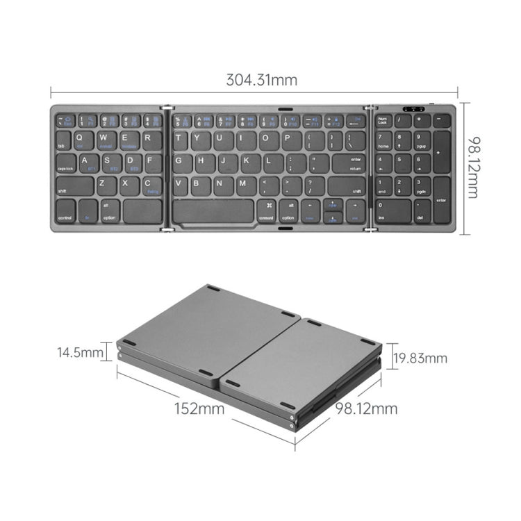 Frendorf | B089 Bluetooth faltbare Tastatur mit Ziffernblock (Grau)