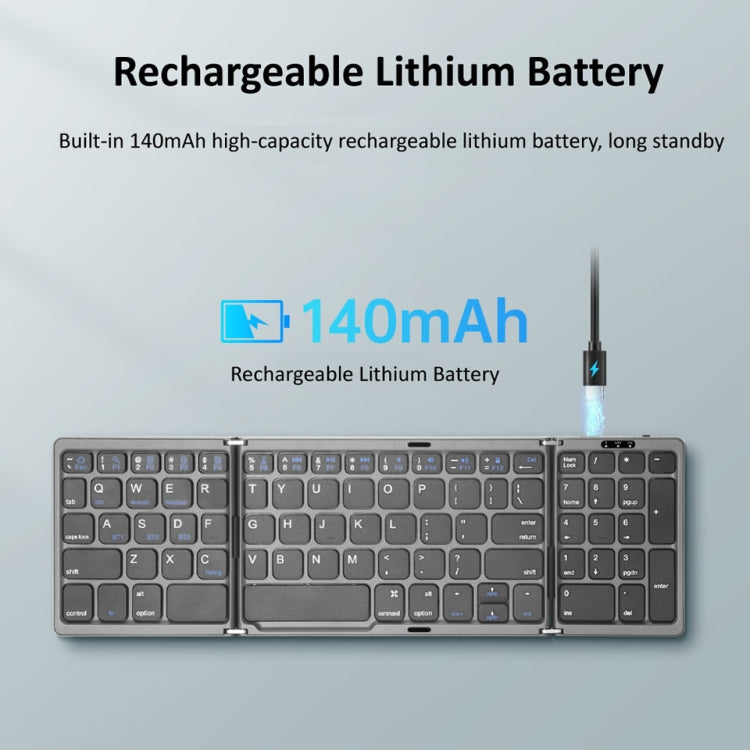 Frendorf | B089 Bluetooth klappbare Tastatur mit Ziffernblock (Schwarz)