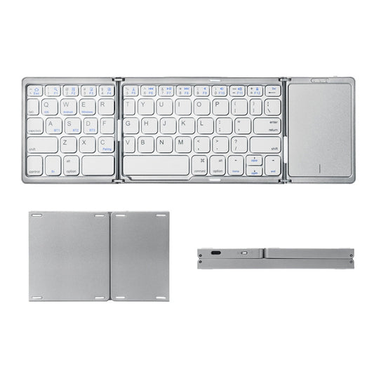 Frendorf | B089T Faltbare Bluetooth-Tastatur wiederaufladbar mit Touchpad (Silber)