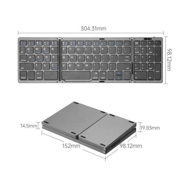 Frendorf | B089T Faltbare Bluetooth-Tastatur wiederaufladbar mit Touchpad (Silber)