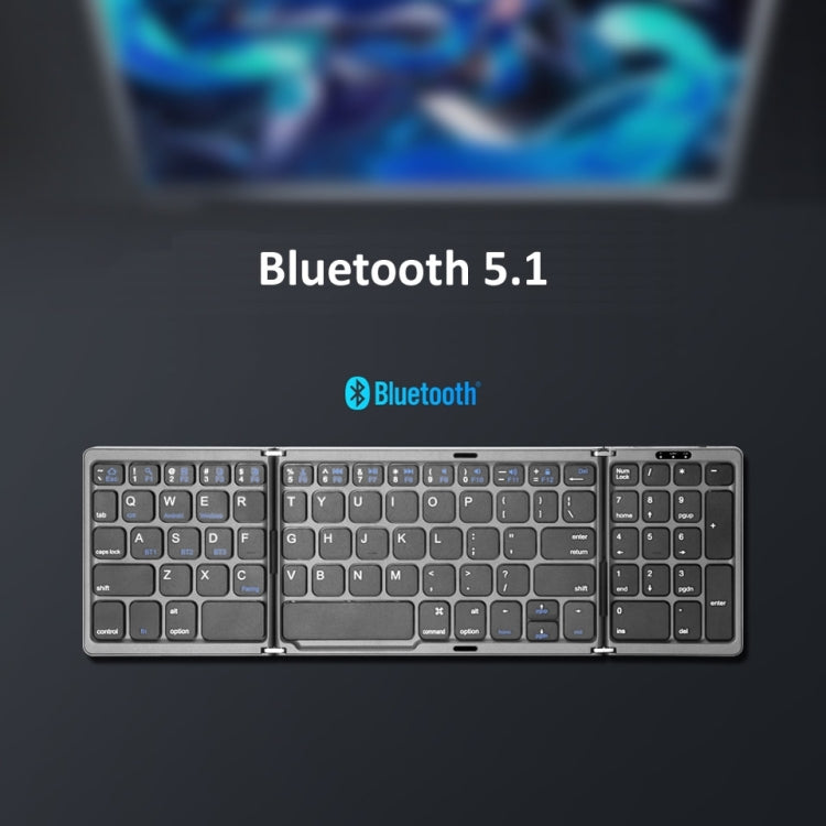 Frendorf | B089T Faltbare Bluetooth-Tastatur Wiederaufladbar mit Touchpad (Schwarz)