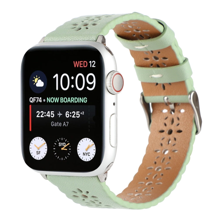 Frerndorf | Hollow Echtes Leder Uhrenarmband Für Apple Watch Series 9&8&7 41mm / SE 3&SE 2&6&SE&5&4 40mm / 3&2&1 38mm(Grün)