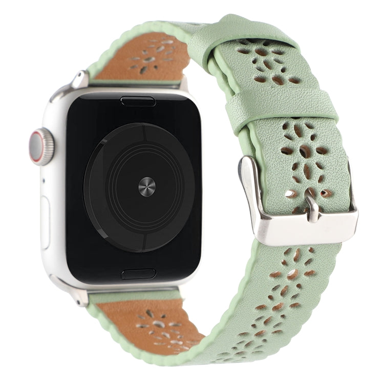 Frerndorf | Hollow Echtes Leder Uhrenarmband Für Apple Watch Series 9&8&7 41mm / SE 3&SE 2&6&SE&5&4 40mm / 3&2&1 38mm(Grün)